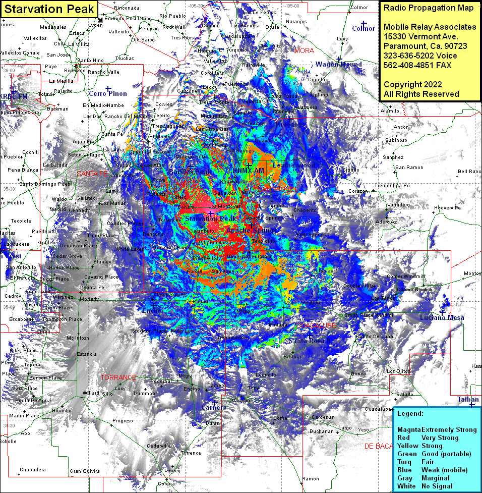 heat map radio coverage Starvation Peak